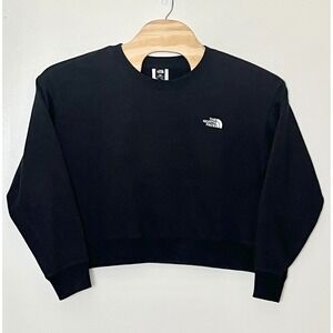 The North Face Cropped Crewneck Sweatshirt Women's Medium Black Circular Design